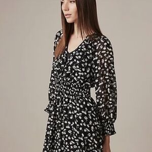 HUDSON NORTH Hudson's Bay Smocked Waist Semi Sheer Midi Dress In Black / White
